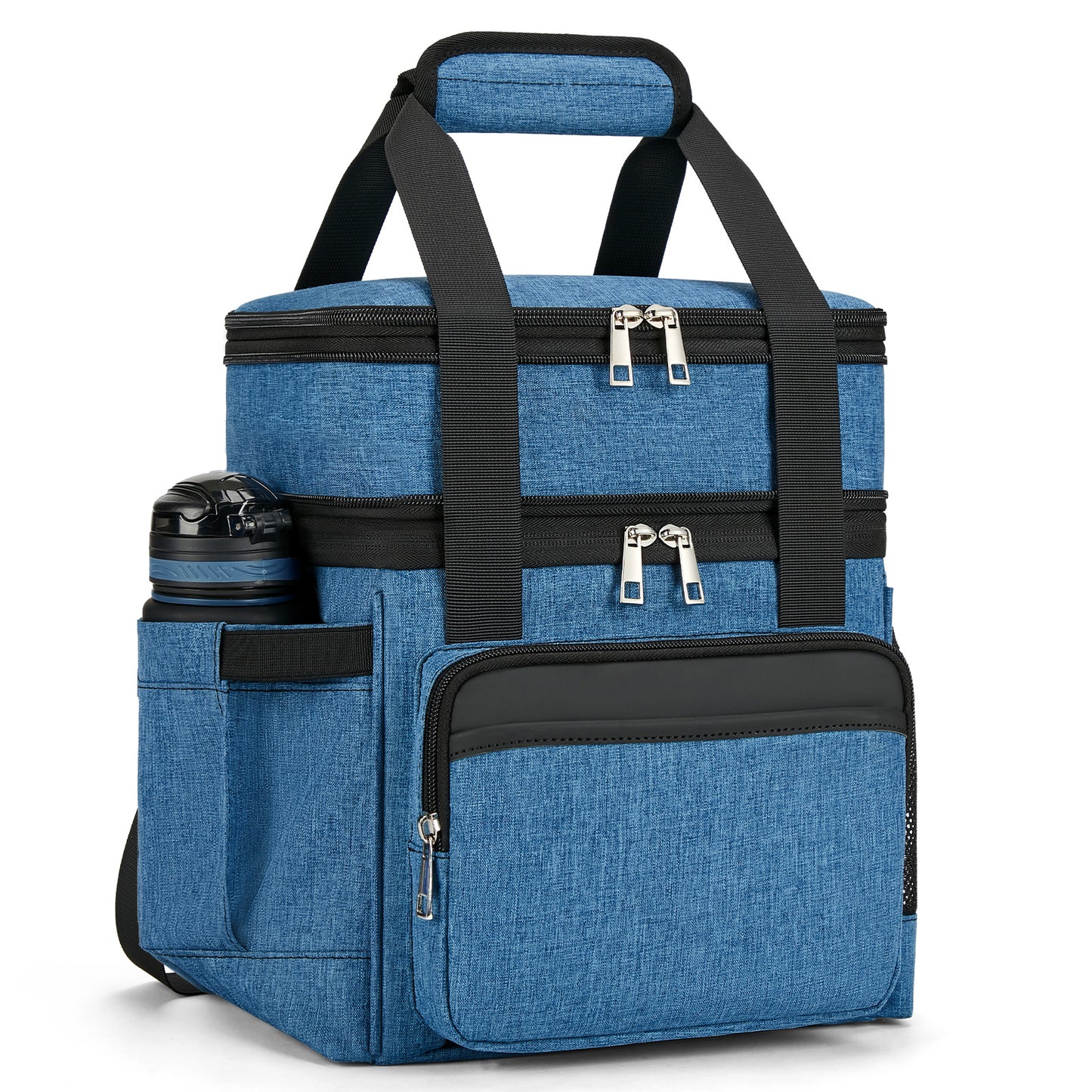 Holuxer Insulated Lunch Bags with Side Pocket for Women/Men-Double Deck Reusable Lunch Bag, Lunch Box Tote Cooler Bag Leakproof Soft Expandable-Large Lunchbox for Work/Adult/Picnic/Outdoor 15L-Blue