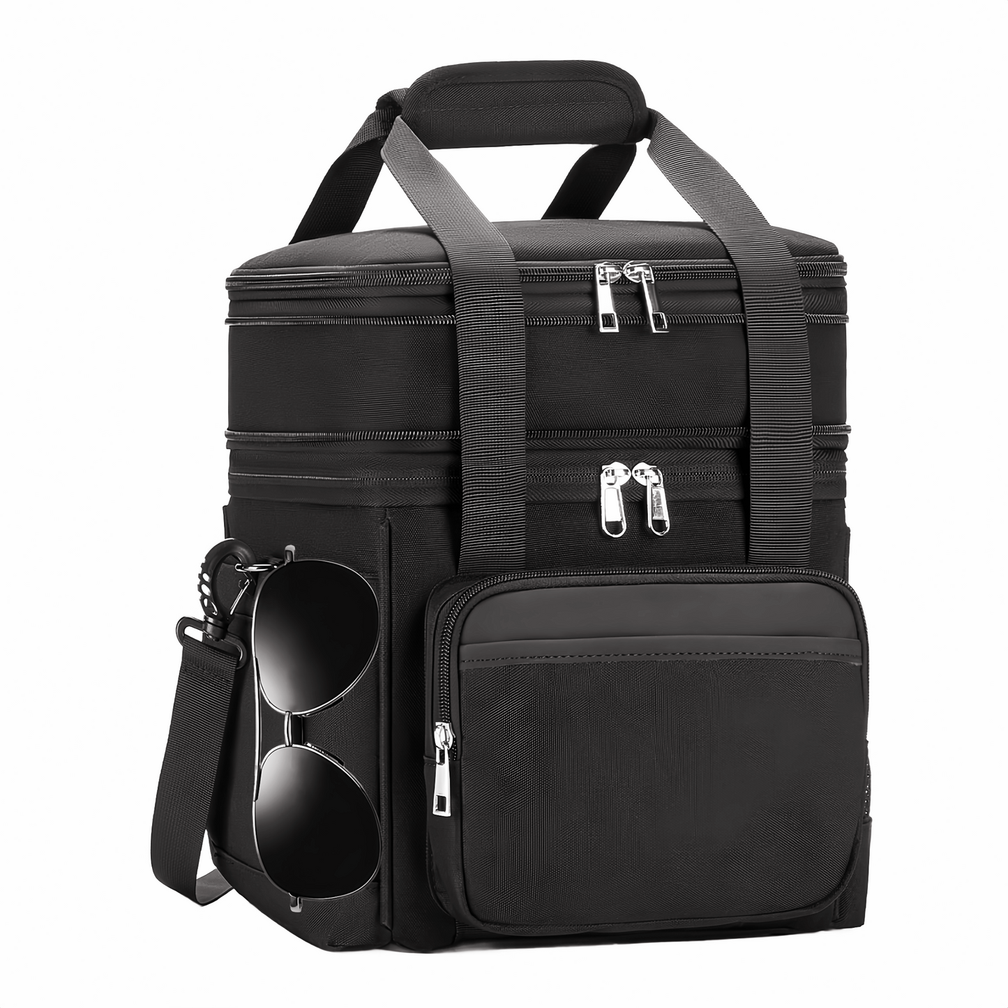 Holuxer Insulated Lunch Box for Men, Double Deck Reusable Lunch Bags for Women Tote Cooler Bag Leakproof Soft Expandable, Large Lunchbox for Work/Adult/Picnic/Outdoor Black-15L