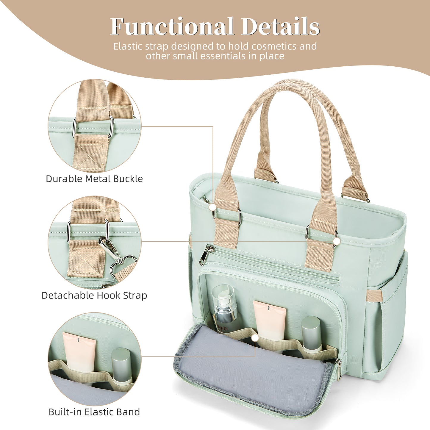 Holuxer Insulated Lunch Tote Bags for Women, Large Fashion Messenger Crossbody Shoulder Bag, Simple Ladies Cooler Purse Portable Leakproof Lunchbox Handbags for Work/Picnic (Green 12L)