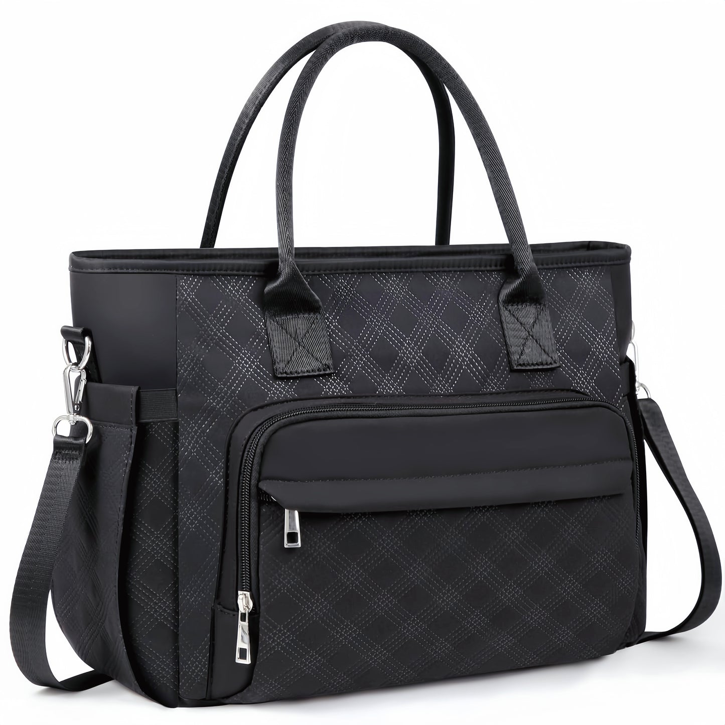 Holuxer Insulated Lunch Bags for Women, Large Fashion Lunch Tote Bag, Reusable Portable Tote Handbag, Leakproof Cooler Bags Weekender Pocket Handbags for Work Picnic Outdoor 10L, Black-Rhombic Plaid