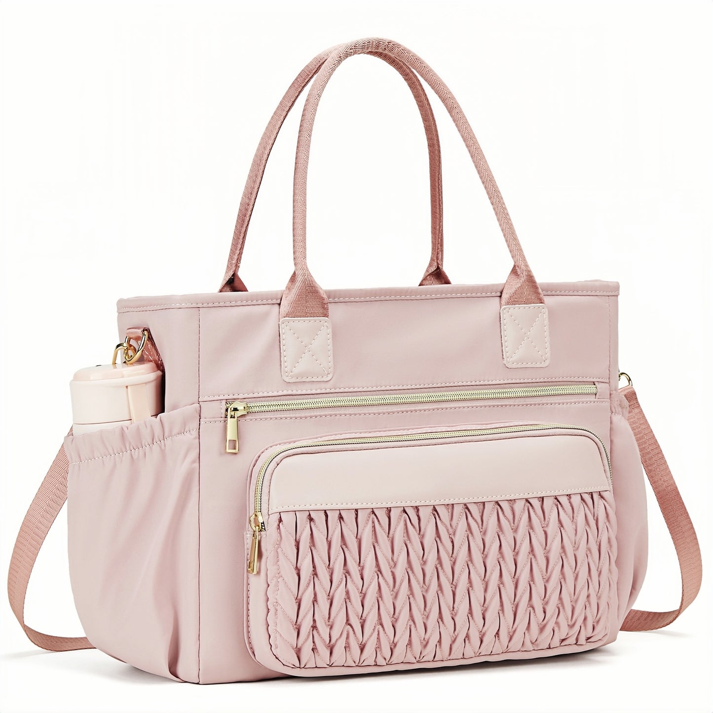 Holuxer Insulated Lunch Bag Women, Adult Lunchbox Womens, Large Leakproof Cooler Bag for Work Picnic Beach, Reusable Lunch Tote Bags with Adjustable Shoulder Strap Cup Holder (Pink)