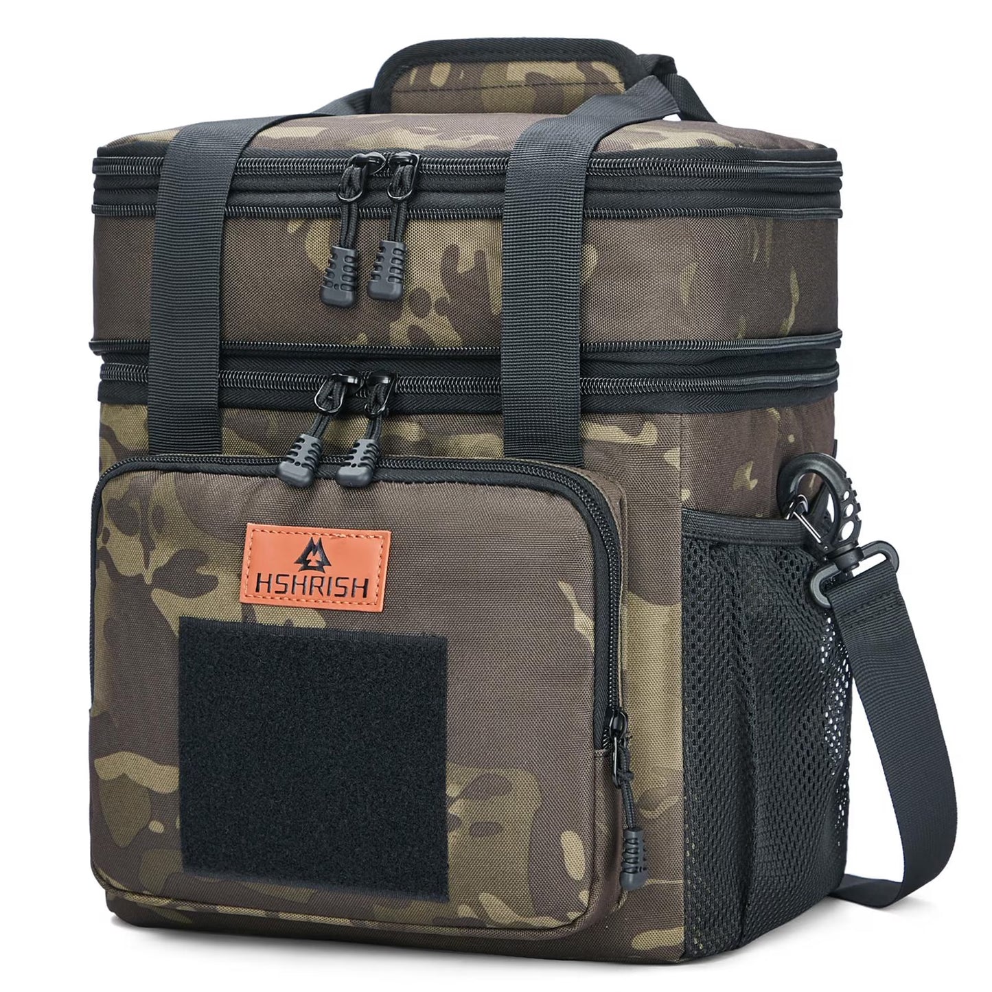 Holuxer Expandable Insulated Lunch Box for Men, Large Durable Thermal Lunch Bag with Shoulder Strap, Soft Leakproof Cooler Bags for Work Outdoor Picnic Trips, 20 Can/16 L, Camo, Mesh