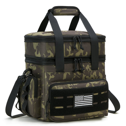 Holuxer Tactical Lunch Bag & Lunch Box for Men - Large Double Deck Insulated Adult Lunchbox for Work - Soft Expandable Lunch Cooler Bag for Beach Picnic Camping Outdoor Travel (Camo,16L)