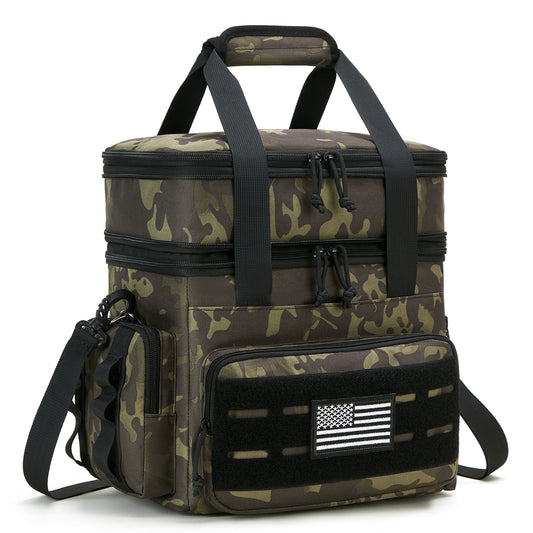 Holuxer Tactical Lunch Bag & Lunch Box for Men - Large Double Deck Insulated Adult Lunchbox for Work - Soft Expandable Lunch Cooler Bag for Beach Picnic Camping Outdoor Travel (Camo,16L)