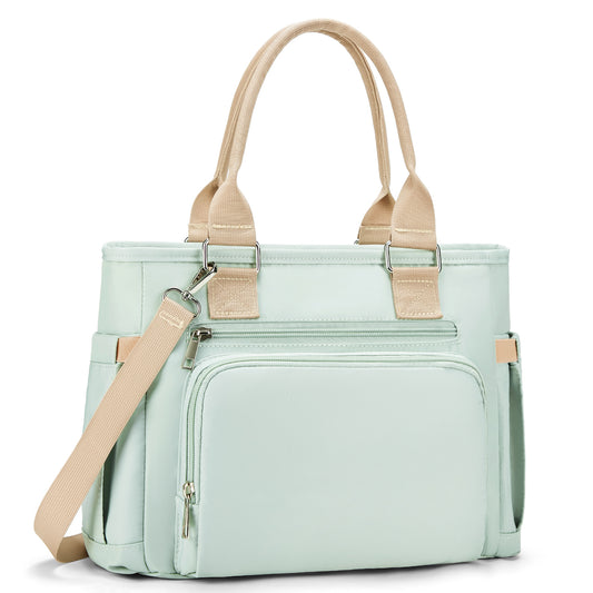 Holuxer Insulated Lunch Tote Bags for Women, Large Fashion Messenger Crossbody Shoulder Bag, Simple Ladies Cooler Purse Portable Leakproof Lunchbox Handbags for Work/Picnic (Green 12L)