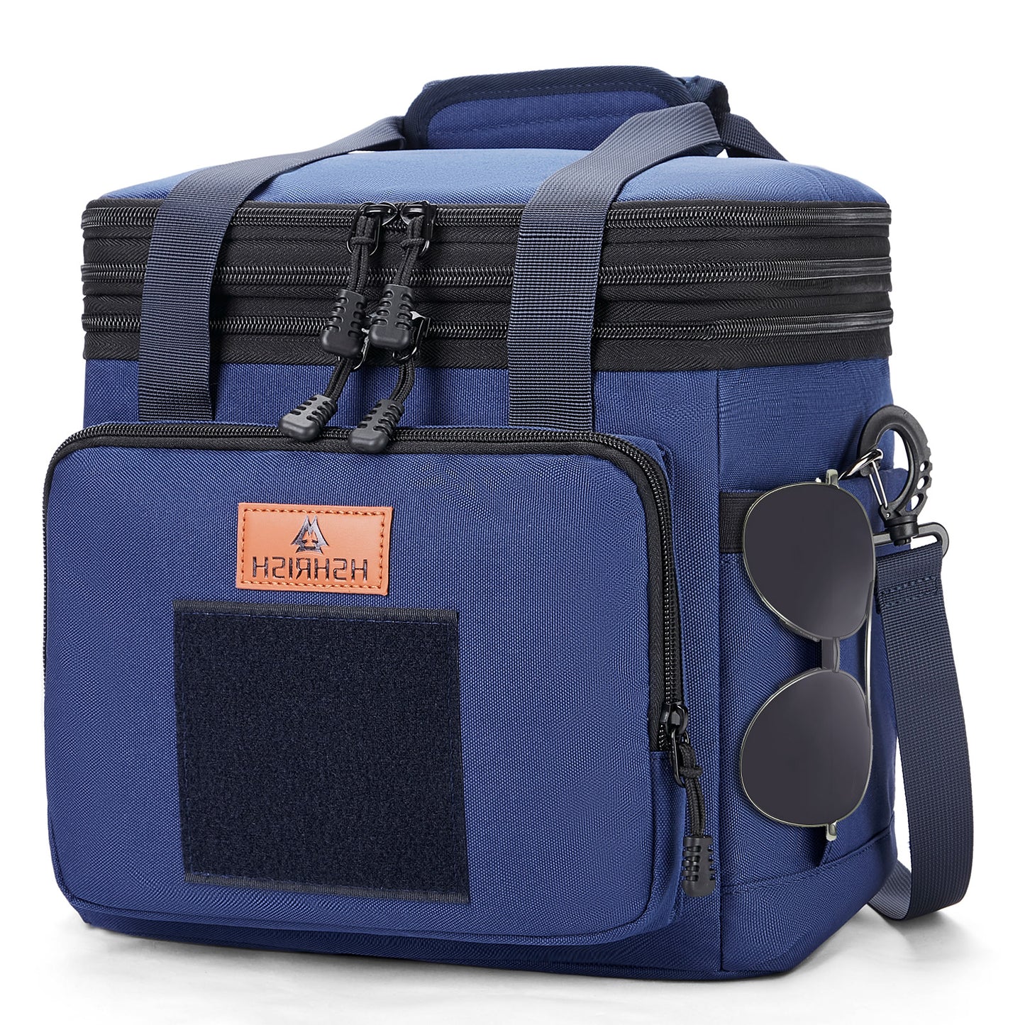 Holuxer Double Deck Tactical Lunch Bags, Large Expandable Insulated Lunch Box, Durable Waterproof Leakproof Cooler Bag for Adults/Men/Women/Work Outdoor Beach Trips, 20 Cans/15 L, Blue