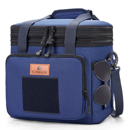 Holuxer Double Deck Tactical Lunch Bags, Large Expandable Insulated Lunch Box, Durable Waterproof Leakproof Cooler Bag for Adults/Men/Women/Work Outdoor Beach Trips, 20 Cans/15 L, Blue