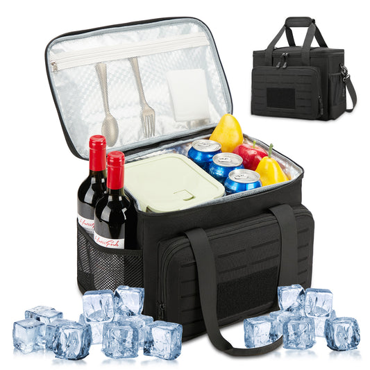 Holuxer Soft Cooler Bags Insulated Lunch Box for Men, Extra Large Sided Beach Coolers Bag, Reusable Leakproof Lunchbox Pail for Shopping Picnic, Black