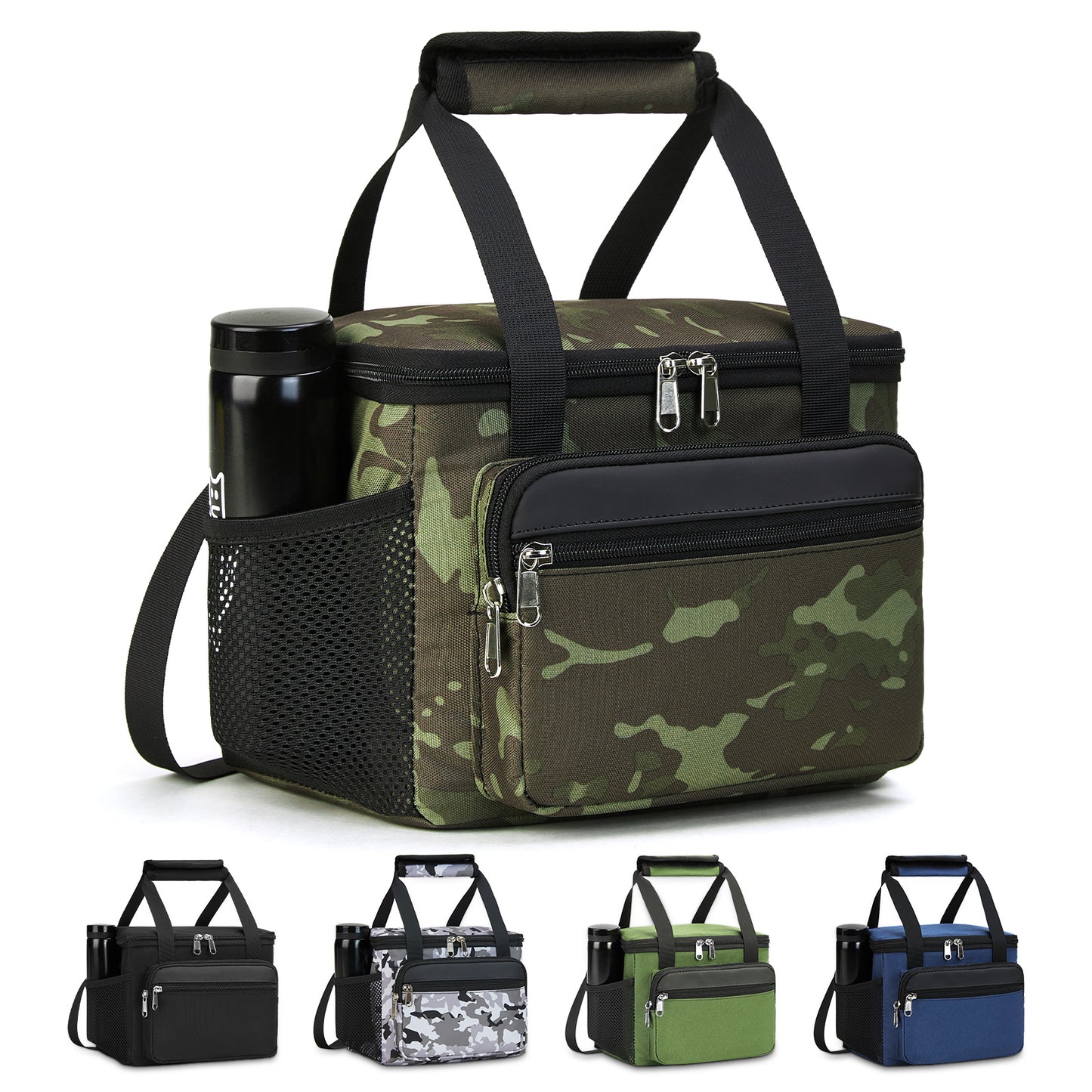 Holuxer Tactical Lunch Box for Men/Women, Insulated Lunch Bag for Mens Lunch Cooler Bags with Adjustable Shoulder Strap - Reusable Waterproof Leakproof Large Lunchbox for Work Picnic School, Camo