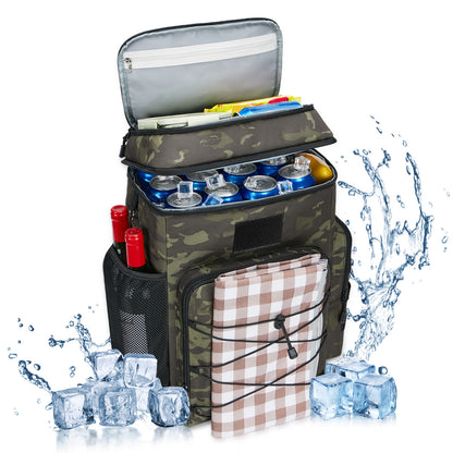 Holuxer Double Deck Backpack Cooler, Insulated Lunch Bags for Men, 30L Fashion Back Pack Tactical Leakproof Coolers Bag, Large Heavy Duty Soft Lunch Backpacks for Outdoor Camping Hiking Picnics Beach