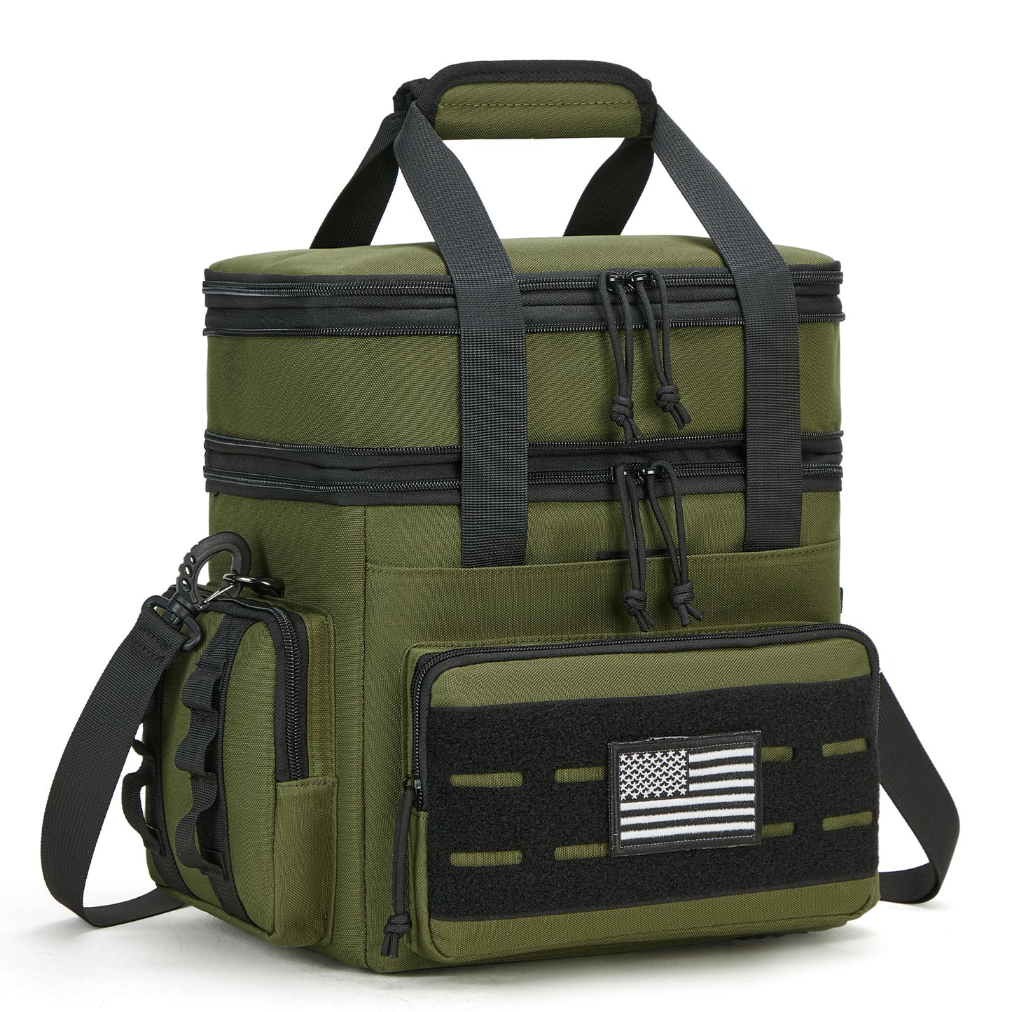 Holuxer Tactical Lunch Box & Lunch Bag for Men - Large Double Deck Insulated Adult Lunchbox for Work - Soft Expandable Lunch Cooler Bag for Beach Picnic Camping Outdoor Travel (Green,16L)