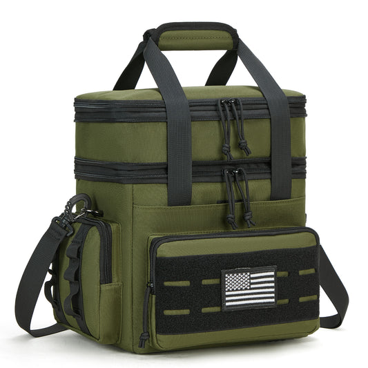 Holuxer Tactical Lunch Box & Lunch Bag for Men - Large Double Deck Insulated Adult Lunchbox for Work - Soft Expandable Lunch Cooler Bag for Beach Picnic Camping Outdoor Travel (Green,16L)