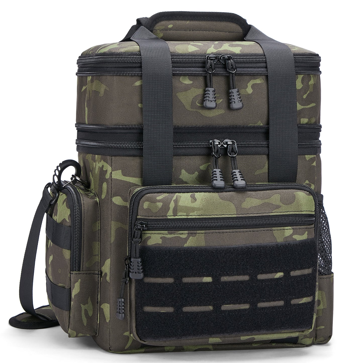 Holuxer Insulated Lunch Bag for Men/Adults, Double Deck Expandable Camping Lunch Box for Work Travel Daytrip Picnic Outdoor, Large Leakproof Cooler Bags with Adjustable Shoulder Strap Organizer Camo