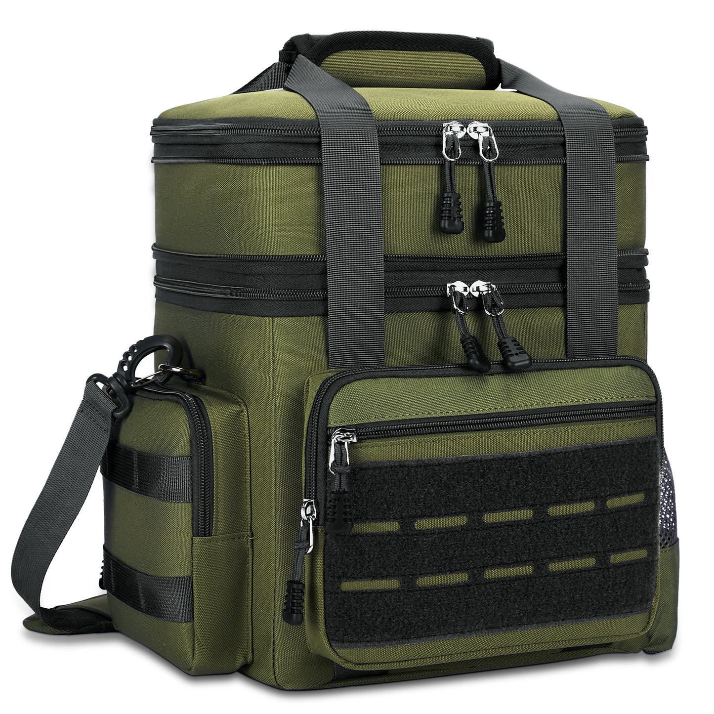Holuxer Lunch Box for Men, 24 Can Double Deck Expandable Tactical Mens Lunch Bag for Work Travel Daytrip Picnic Camping, Large Capacity Cooler Bags with Adjustable Shoulder Strap, Green