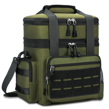 Holuxer Lunch Box for Men, 24 Can Double Deck Expandable Tactical Mens Lunch Bag for Work Travel Daytrip Picnic Camping, Large Capacity Cooler Bags with Adjustable Shoulder Strap, Green