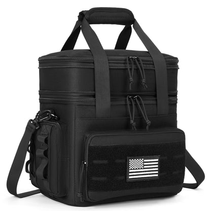 Holuxer Large Lunch Bag & Lunch Box for Men - 23L Double Deck Tactical Insulated Adult Lunchbox for Work - Soft Expandable Lunch Cooler Bags for Beach Picnic Camping Outdoor Travel (Black)