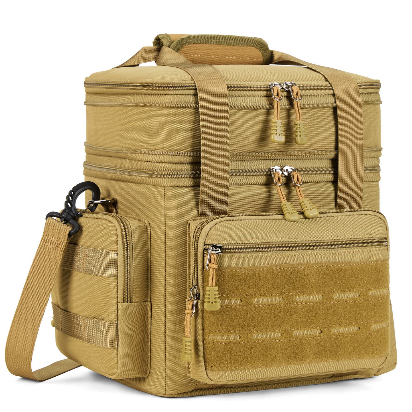 Holuxer Lunch Box for Men, 24 Can Double Deck Expandable Tactical Mens Lunch Bag for Work Travel Daytrip Picnic Camping, Large Capacity Cooler Bags with Adjustable Shoulder Strap, Brown