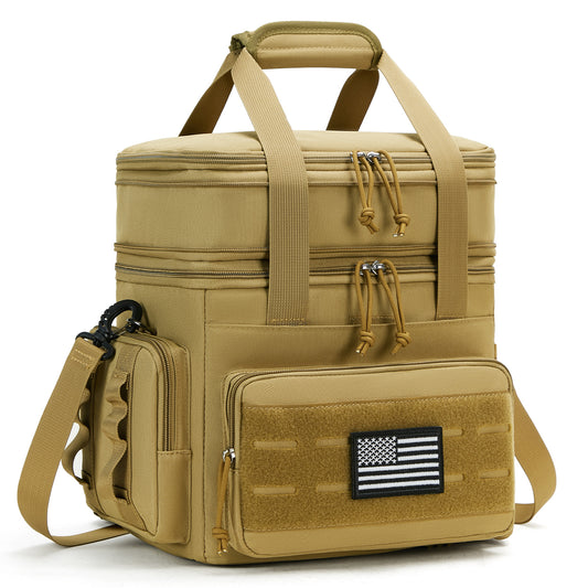 Holuxer Insulated Lunch Boxes for Men - Double Deck Lrage Lunch Bags for mens, Soft Adult Lunchbox for Work, Expandable Lunch Cooler Bag for Beach Picnic Camping Outdoor Travel (Brown,16L)