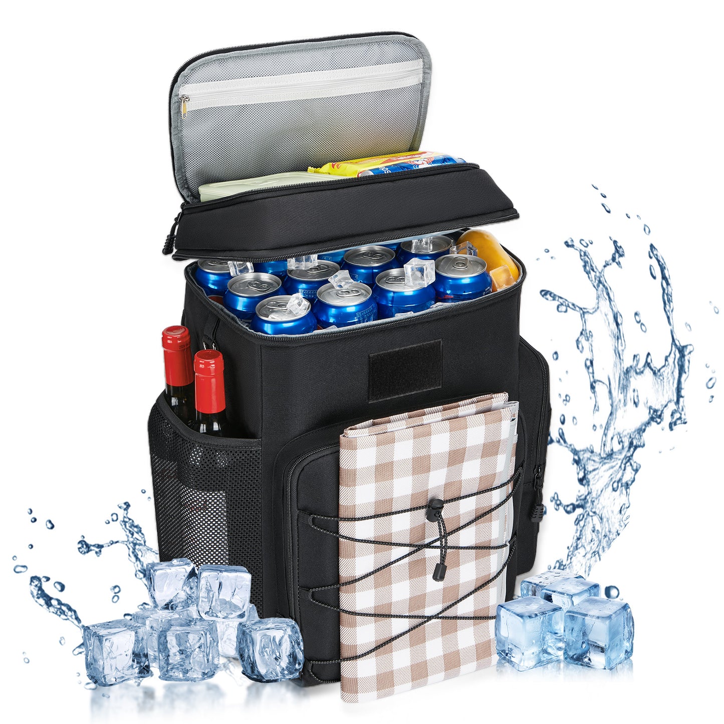 Holuxer Insulated Backpacks Cooler for Men, 30L Double Deck Coolers Bag Leakproof, Large Heavy Duty Lunch Bags Soft Lunch Backpack for Outdoor Camping Hiking Picnics Beach