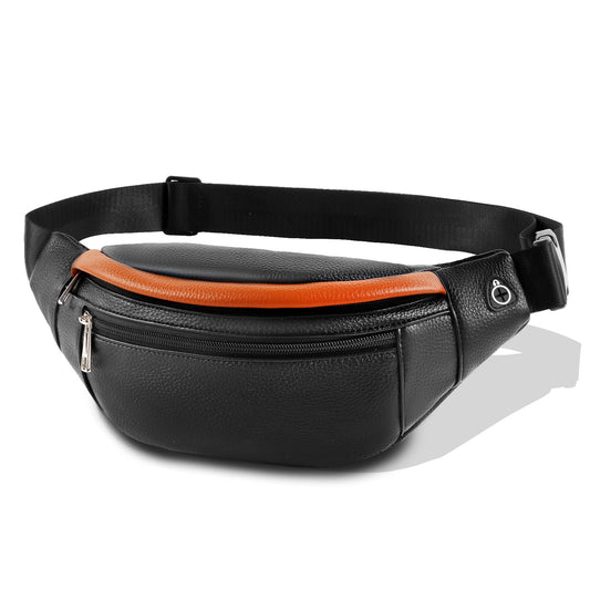 Holuxer Leather Fanny Pack Waist Packs for Women/Men, Fashion Waterproof Waist Bag with Adjustable Belt for Travel Sports Running black