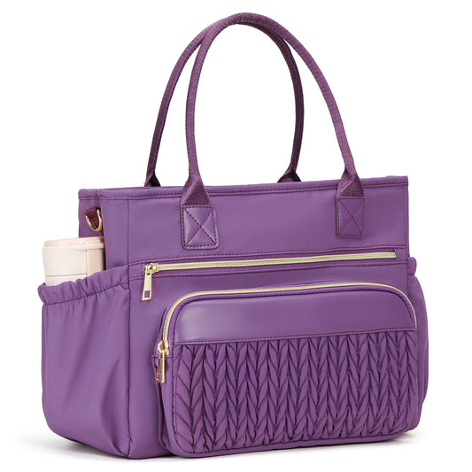 Holuxer Insulated Lunch Bag Women, 14L Adult Lunch Box Womens, Large Leakproof Cooler Bag for Work Picnic Beach, Reusable Lunch Tote Bag with Adjustable Shoulder Strap Cup Holder (Purple)