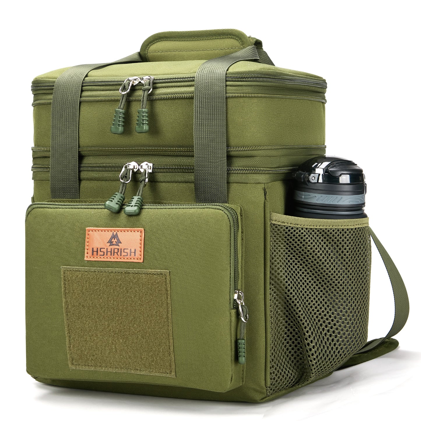 Holuxer Large Lunch Boxes for Men/Adults, Expandable Double-Deck Insulated Lunch Bag with Shoulder Strap, Soft Leakproof Cooler Bags for Work Outdoor Picnic Trips, 20 Can/16L, Green, Mesh