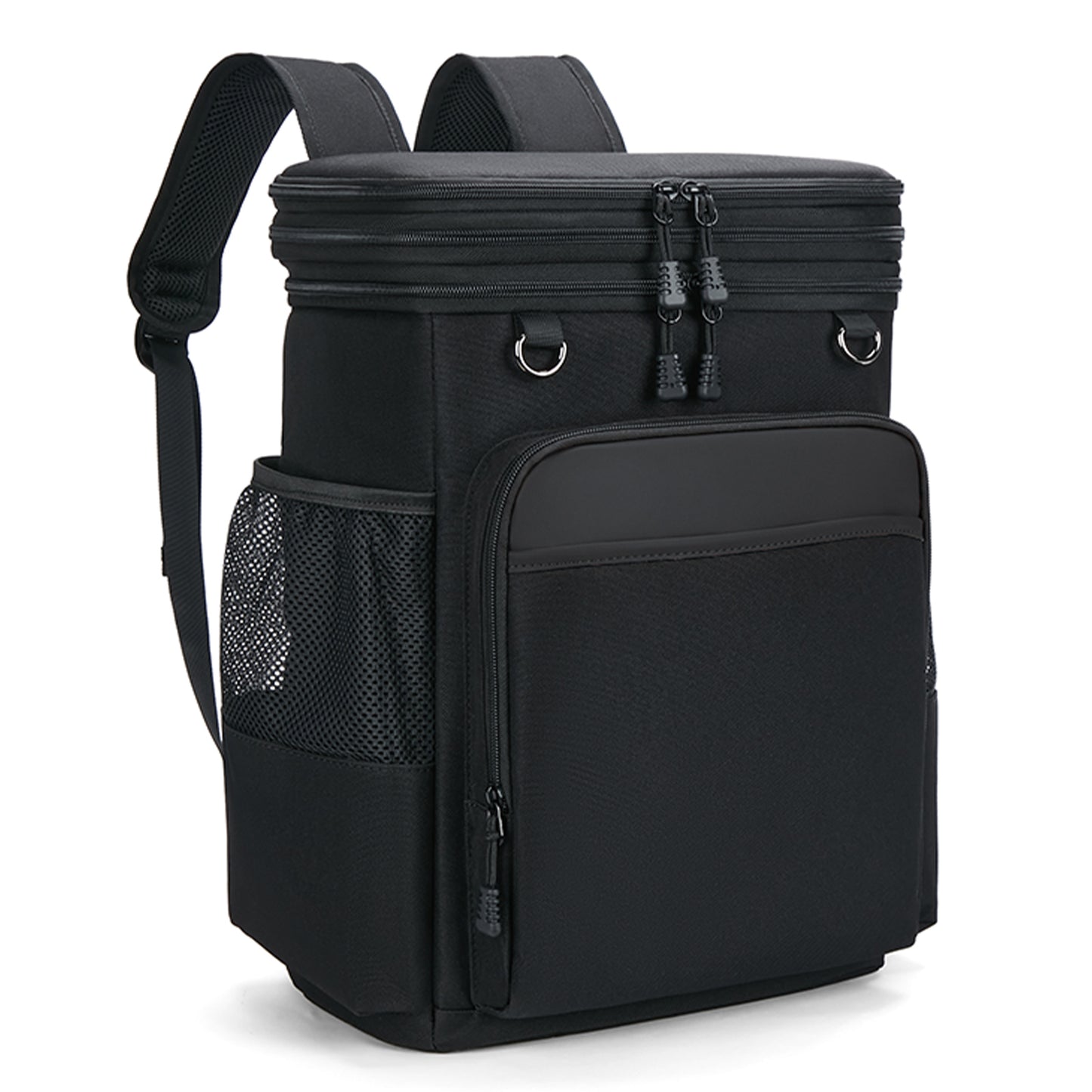 Holuxer Large Backpack Cooler for Men/Women, 30L Waterproof Leakproof Soft Cooler Backpacks, Expandable Lunch Back Pack, Heavy Duty Coolers Bags Rucksack, Portable Lunch Bag for Travel, Black