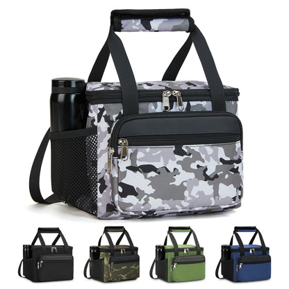 Holuxer Tactical Lunch Box for Men/Women, Insulated Lunch Bag for Woman Lunch Cooler Bags with Adjustable Shoulder Strap-Reusable Waterproof Leakproof Lunchbox for Work Picnic School, White-Camo