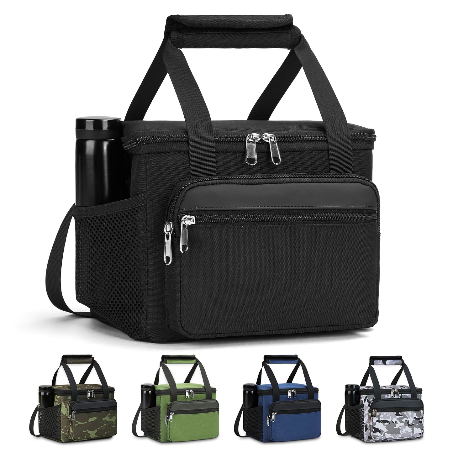 Holuxer Insulated  Lunch Box for Men, Tactical Lunch bag for Women Lunch Cooler Bags with Adjustable Shoulder Strap - Reusable Waterproof Leakproof Large Lunchbox for Work Picnic School, Black