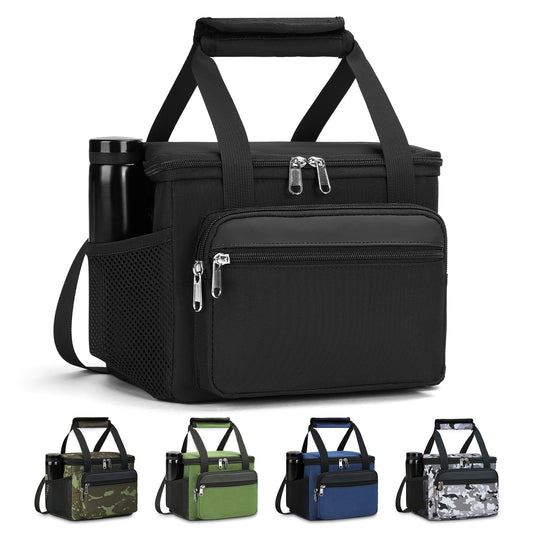 Holuxer Insulated  Lunch Box for Men, Tactical Lunch bag for Women Lunch Cooler Bags with Adjustable Shoulder Strap - Reusable Waterproof Leakproof Large Lunchbox for Work Picnic School, Black