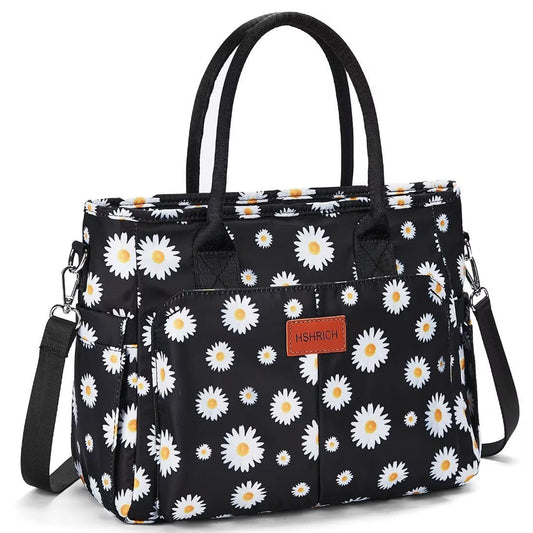 Holuxer Lunch Bag for Women, Insulated Lunchbox for Work, Large Leakproof Cooler Purse with Side Pockets & Removable Shoulder Strap Women's Lunch Tote Bag for Picnic Beach Cute Lunch Bags, Daisy