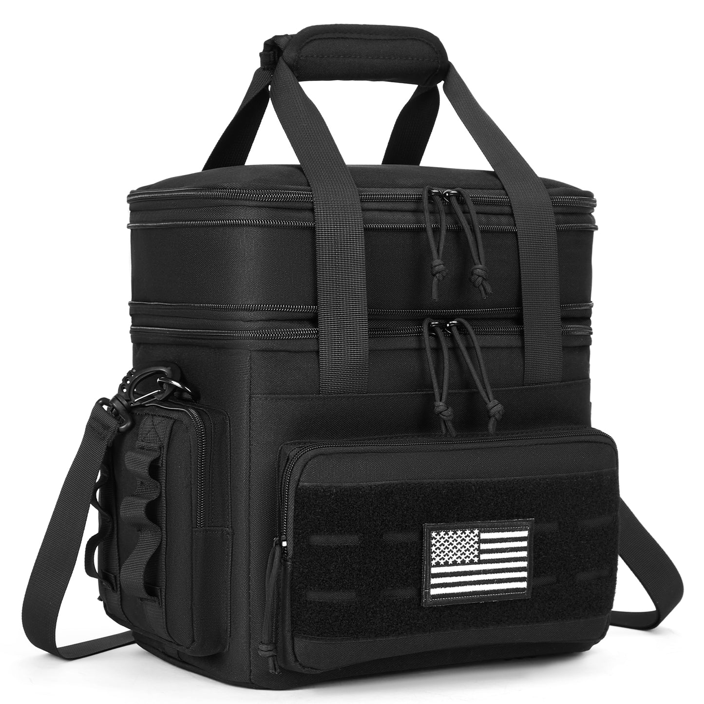 Holuxer Insulated Lunch Bag & Lunch Box for Men/Women - Double Deck Expandable Tactical Lunch Cooler Bags for Work - Soft Adult Lunchbox for Outdoor Beach Picnic Camping Travel (Black,16L)