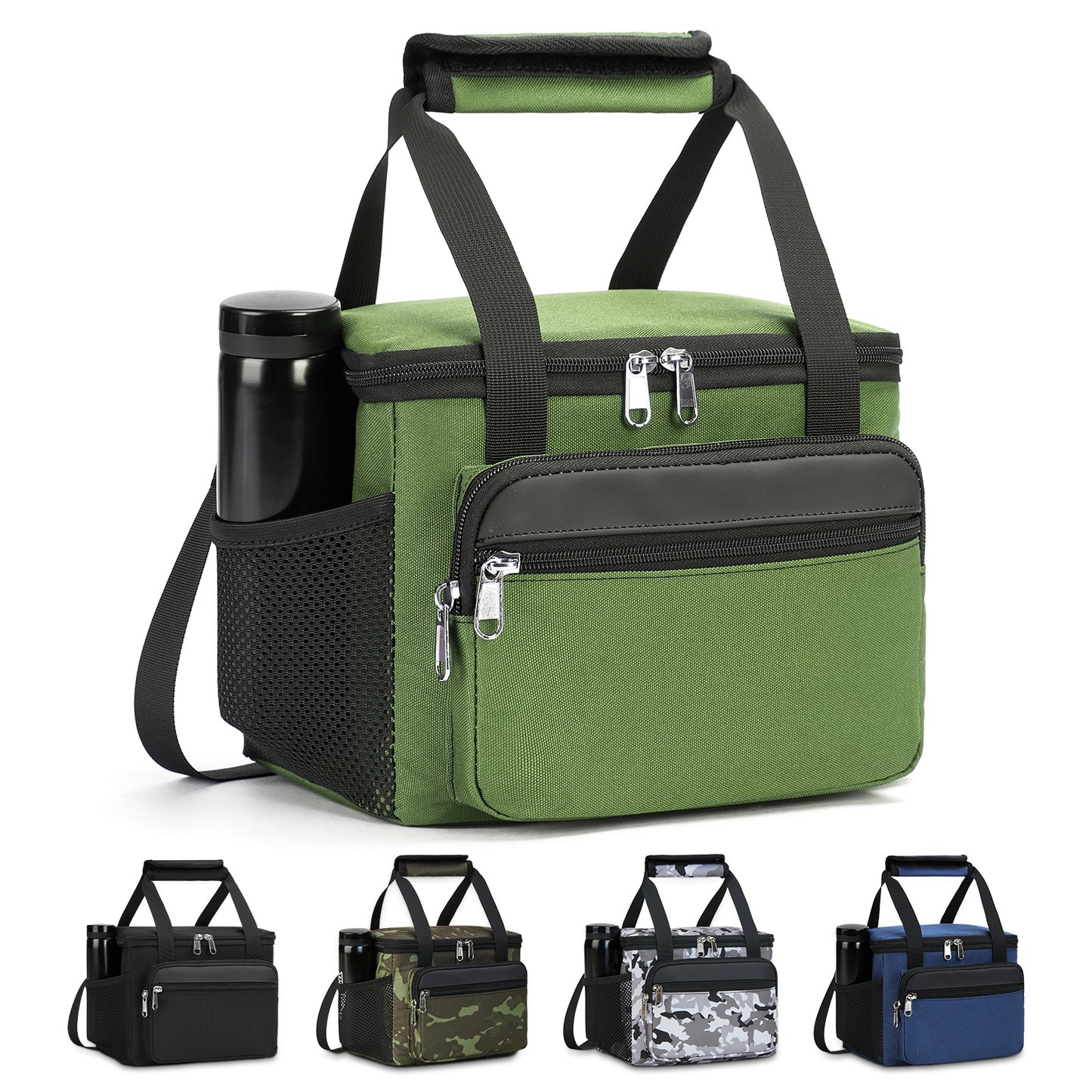 Holuxer Tactical Lunch Box for Men/Women, Insulated Lunch bag for Work Lunch Cooler Bags with Adjustable Shoulder Strap - Reusable Waterproof Leakproof Large Lunchbox for Beach Picnic School, Green