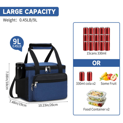 Holuxer Insulated Lunch Box for Men/Women, Reusable Lunch Cooler Bags with Adjustable Shoulder Strap - Leakproof Lunch Bag for Work Picnic, Blue