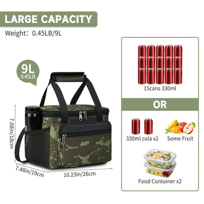 Holuxer Tactical Lunch Box for Men/Women, Insulated Lunch Bag for Mens Lunch Cooler Bags with Adjustable Shoulder Strap - Reusable Waterproof Leakproof Large Lunchbox for Work Picnic School, Camo