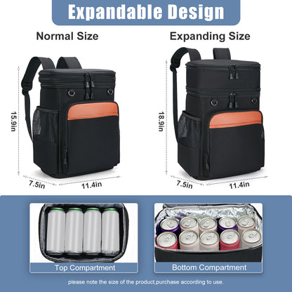 Holuxer Insulated Cooler Backpack, 30L Waterproof Leakproof Soft Coolers Lunch bags for Men, Large Expandable Back Pack, Heavy Duty Cooler Backpacks, Fashion Rucksack for Outdoor, Camping