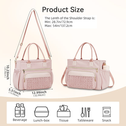 Holuxer Insulated Lunch Bag Women, Adult Lunchbox Womens, Large Leakproof Cooler Bag for Work Picnic Beach, Reusable Lunch Tote Bags with Adjustable Shoulder Strap Cup Holder (Pink)
