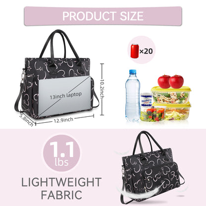 Holuxer Large Lunch Tote Bag, Insulated Lunch Bags for Women/Men, Reusable Portable Lunch Box, Leakproof Cooler Bags Weekender Pocket Handbags for Work Picnic Outdoor Shopping 10L, Black ( LOVE )
