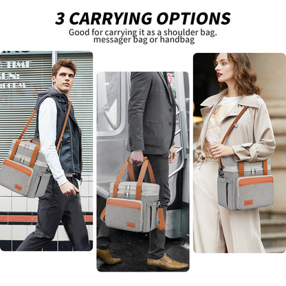 Holuxer Insulated Lunch Box for Men Lunch Bags, Expandable Large Lunchbox for Work Picnic Office, Outdoor Reusable Double Deck Coolers Tote for Adults Gray 15L