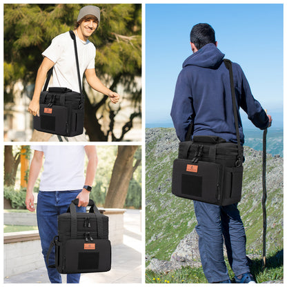 Holuxer Tactical Lunch Bags, Large Expandable Insulated Lunch Box, Durable Waterproof Leakproof Cooler Bag for Adults/Men/Women/Work Outdoor Beach Trips, 20 Cans/15 L, Black