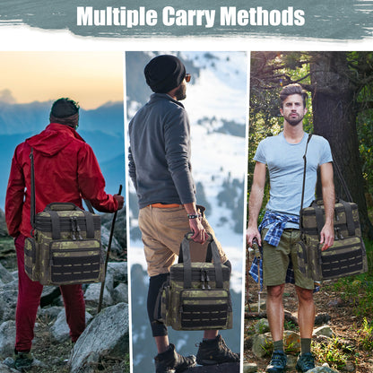 Holuxer Insulated Lunch Bag for Men/Adults, Double Deck Expandable Camping Lunch Box for Work Travel Daytrip Picnic Outdoor, Large Leakproof Cooler Bags with Adjustable Shoulder Strap Organizer Camo
