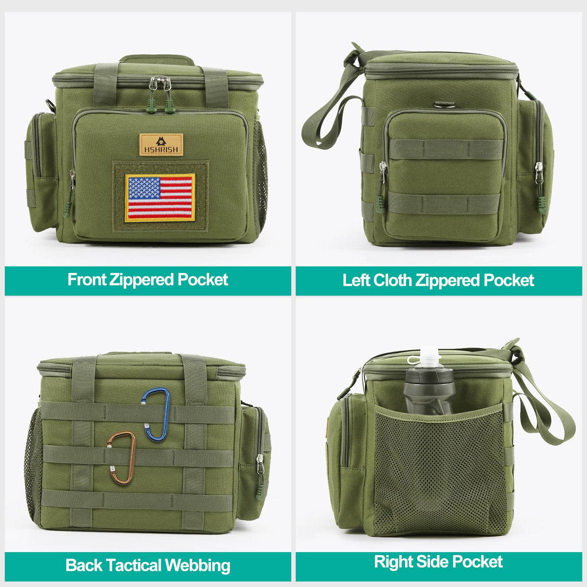 Holuxer Insulated Large Lunch Bag for Men, Heavy Duty Lunchbox for Work, Leakproof Cooler Bags with Shoulder Strap Lunch Pail for Shifts Camping Outdoor Day Trip (13L, Green)