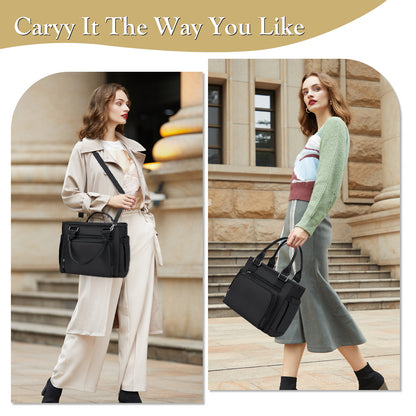 Holuxer Insulated Lunch Tote Bags for Women, Large Fashion Messenger Crossbody Shoulder Bag, Simple Ladies Cooler Purse Portable Leakproof Lunchbox Handbags for Work/Picnic (Black 12L)