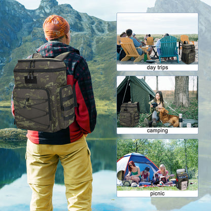 Holuxer Double Deck Backpack Cooler, Insulated Lunch Bags for Men, 30L Fashion Back Pack Tactical Leakproof Coolers Bag, Large Heavy Duty Soft Lunch Backpacks for Outdoor Camping Hiking Picnics Beach