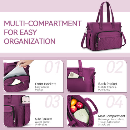 Holuxer Large Lunch box for Women, Insulated Lunch Tote Bag, Reusable Portable Woman Lunch Boxes, Leakproof Cooler Bags Weekender Pocket Fashion Lunchbox Handbags for Work Picnic Beach, Purple