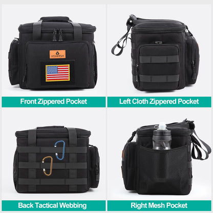 Tactical Large Lunch Box for Men, Heavy Duty Insulated Lunch Bag for Work, Leakproof Lunch Cooler Bag with Shoulder Strap Lunch Pail for Shifts Camping Outdoor Day Trip (12L)