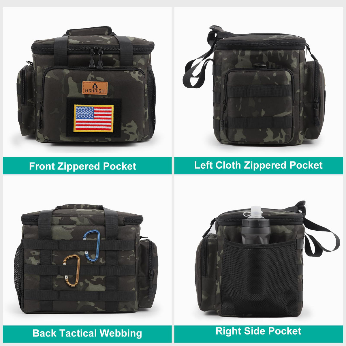 Tactical Large Lunch Box for Men, Heavy Duty Insulated Lunch Bag for Work, Leakproof Lunch Cooler Bag with Shoulder Strap Lunch Pail for Shifts Camping Outdoor Day Trip (12L)