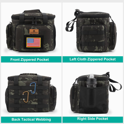 Tactical Large Lunch Box for Men, Heavy Duty Insulated Lunch Bag for Work, Leakproof Lunch Cooler Bag with Shoulder Strap Lunch Pail for Shifts Camping Outdoor Day Trip (12L)