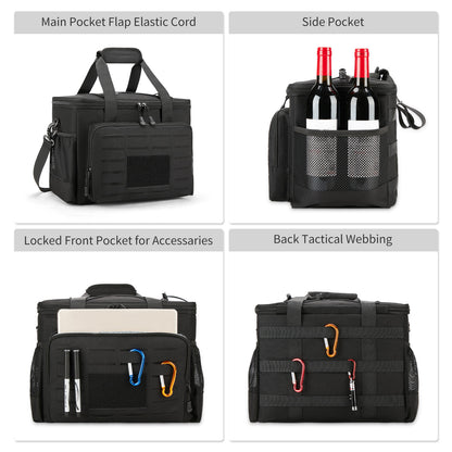 Holuxer Soft Cooler Bags Insulated Lunch Box for Men, Extra Large Sided Beach Coolers Bag, Reusable Leakproof Lunchbox Pail for Shopping Picnic, Black