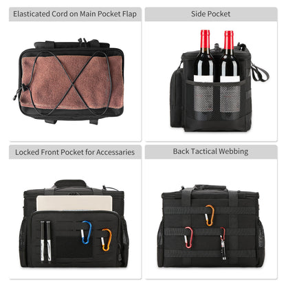 Holuxer Soft Cooler Bags Insulated Lunch Box for Men, Extra Large Sided Beach Coolers Bag, Reusable Leakproof Lunchbox Pail for Shopping Picnic, Black